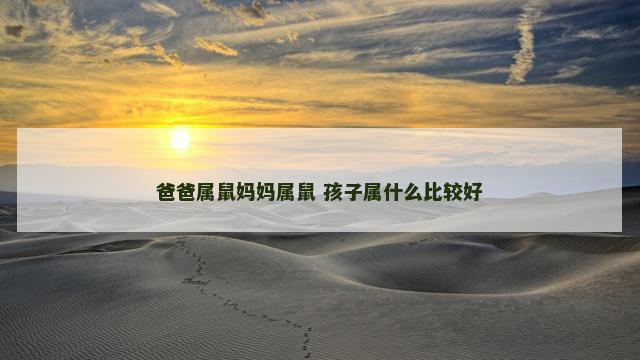 爸爸属鼠妈妈属鼠 孩子属什么比较好