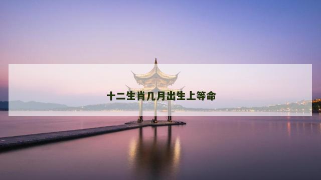 十二生肖几月出生上等命