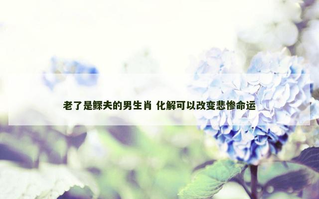 老了是鳏夫的男生肖 化解可以改变悲惨命运