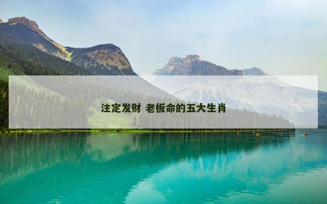 注定发财 老板命的五大生肖