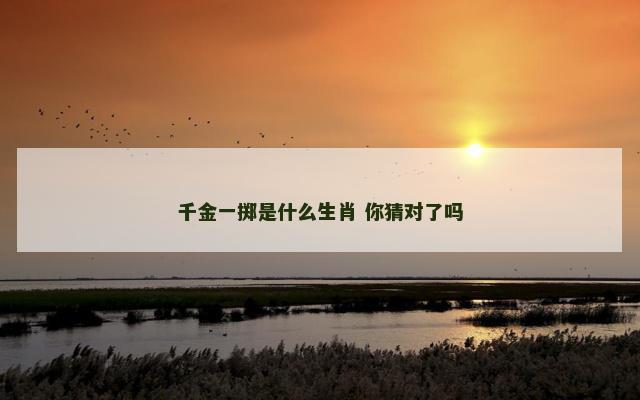千金一掷是什么生肖 你猜对了吗