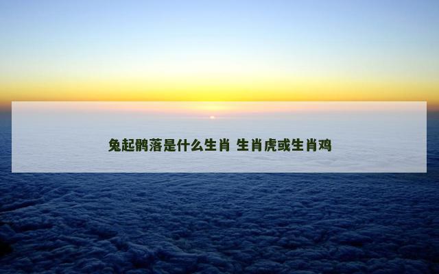 兔起鹘落是什么生肖 生肖虎或生肖鸡
