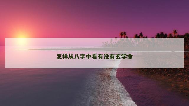 怎样从八字中看有没有玄学命