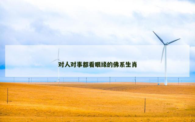 对人对事都看眼缘的佛系生肖
