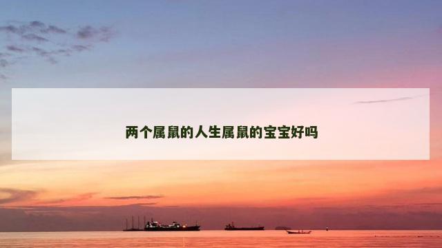 两个属鼠的人生属鼠的宝宝好吗