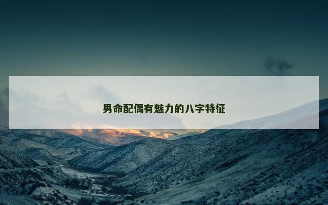 男命配偶有魅力的八字特征