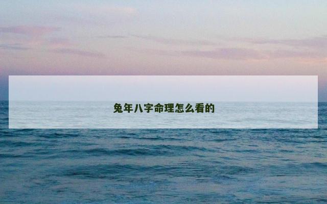 兔年八字命理怎么看的