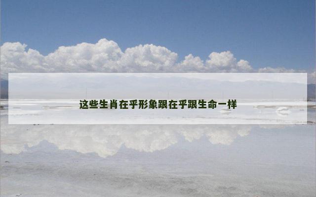 这些生肖在乎形象跟在乎跟生命一样