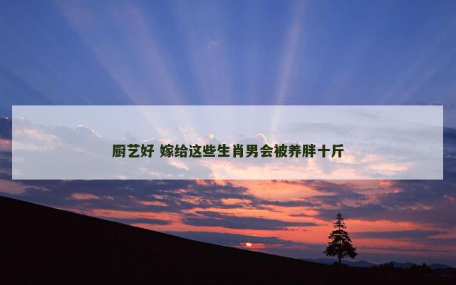 厨艺好 嫁给这些生肖男会被养胖十斤