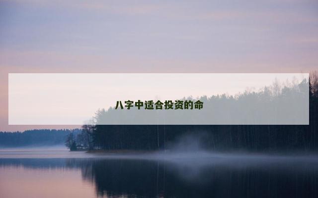 八字中适合投资的命
