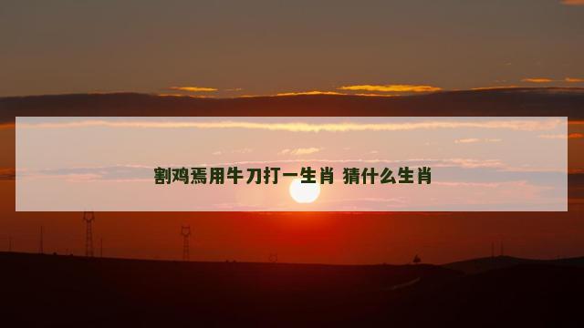 割鸡焉用牛刀打一生肖 猜什么生肖