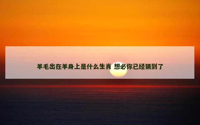 羊毛出在羊身上是什么生肖 想必你已经猜到了