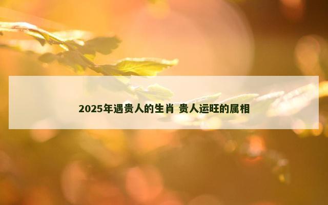 2025年遇贵人的生肖 贵人运旺的属相