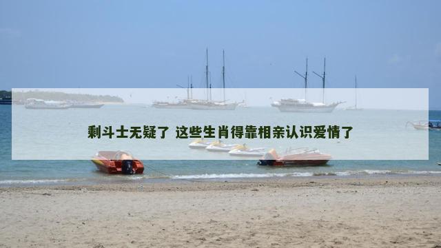剩斗士无疑了 这些生肖得靠相亲认识爱情了
