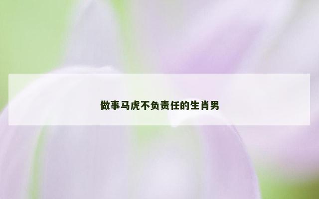 做事马虎不负责任的生肖男