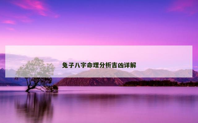 兔子八字命理分析吉凶详解