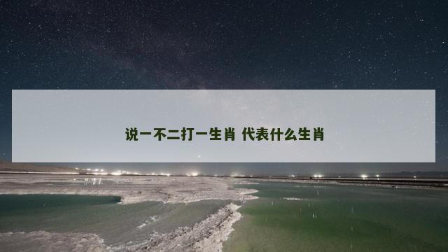 说一不二打一生肖 代表什么生肖