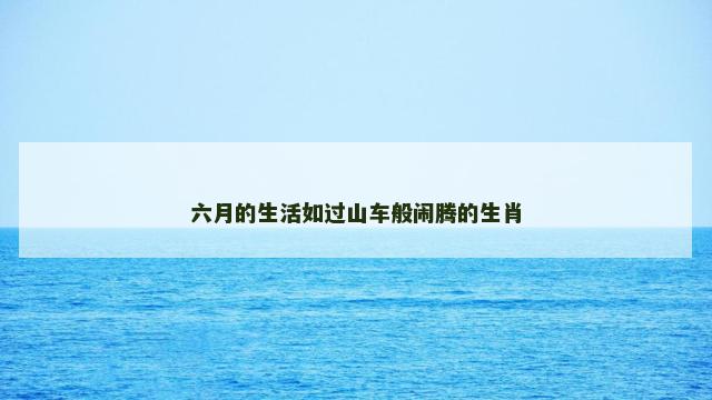 六月的生活如过山车般闹腾的生肖
