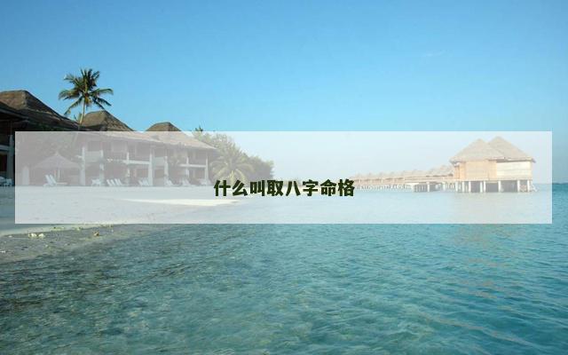 什么叫取八字命格