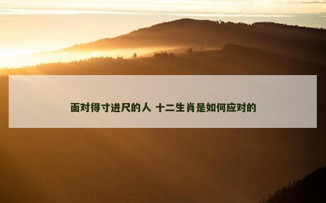面对得寸进尺的人 十二生肖是如何应对的