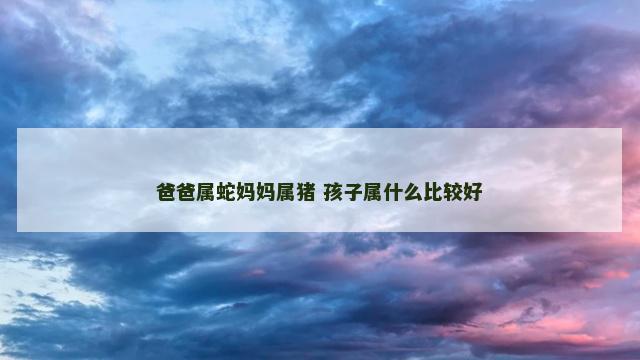 爸爸属蛇妈妈属猪 孩子属什么比较好
