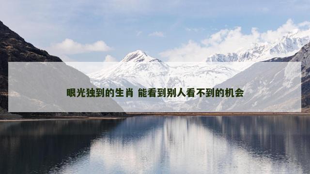 眼光独到的生肖 能看到别人看不到的机会