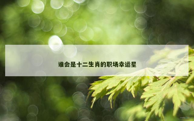 谁会是十二生肖的职场幸运星