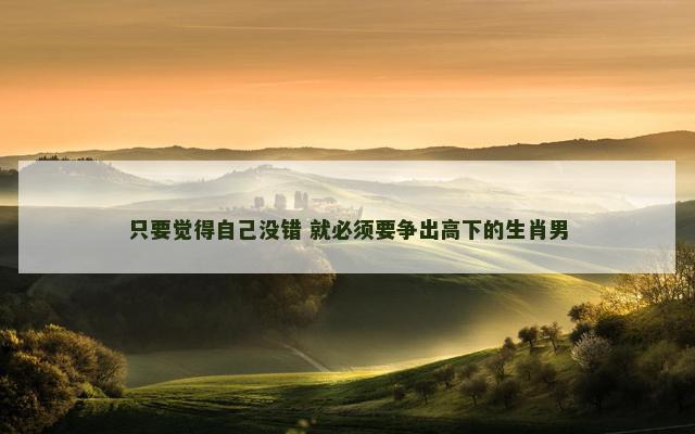只要觉得自己没错 就必须要争出高下的生肖男