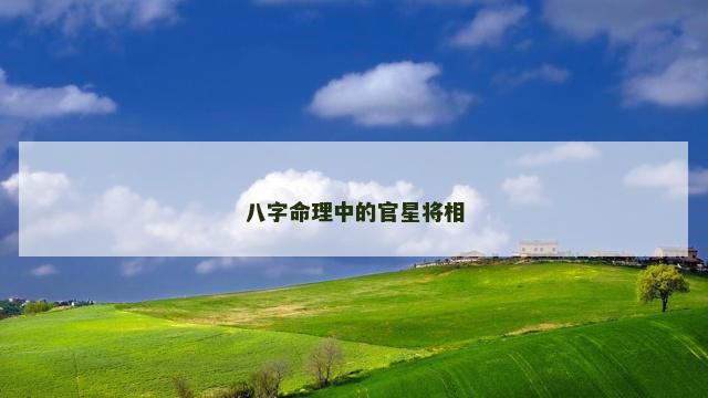 八字命理中的官星将相