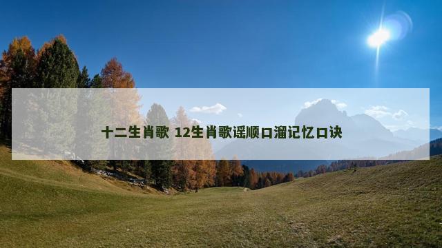 十二生肖歌 12生肖歌谣顺口溜记忆口诀