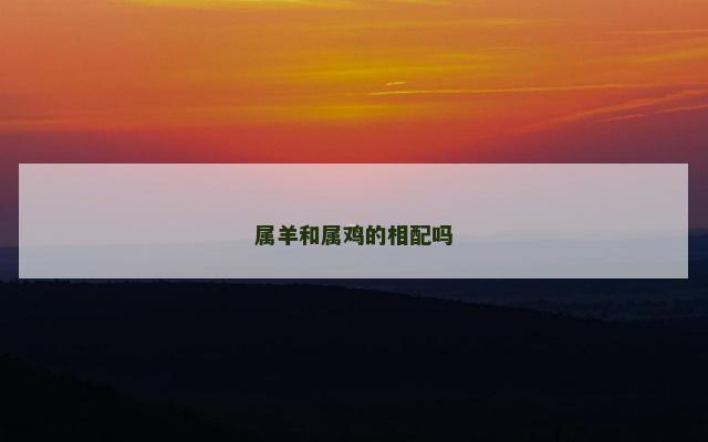属羊和属鸡的相配吗