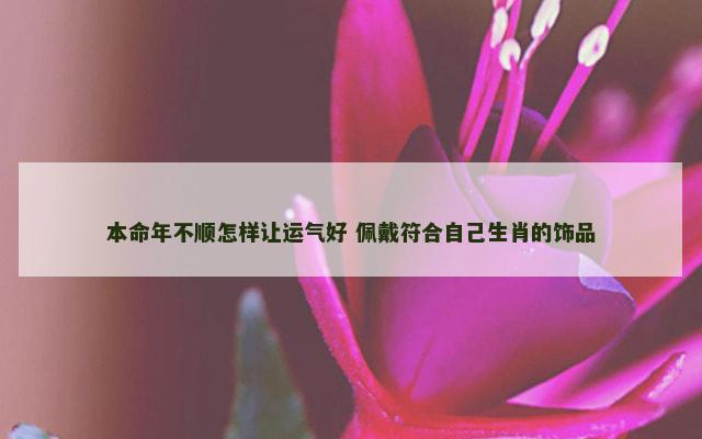 本命年不顺怎样让运气好 佩戴符合自己生肖的饰品