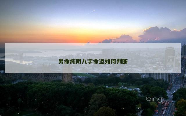 男命纯阴八字命运如何判断
