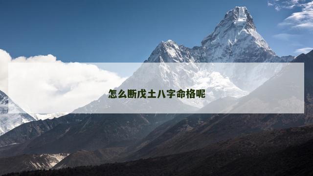 怎么断戊土八字命格呢