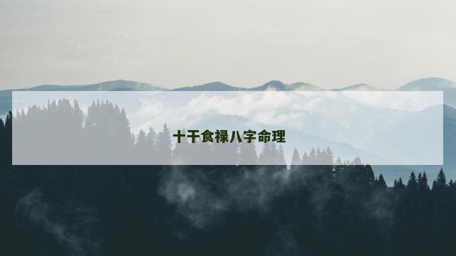十干食禄八字命理