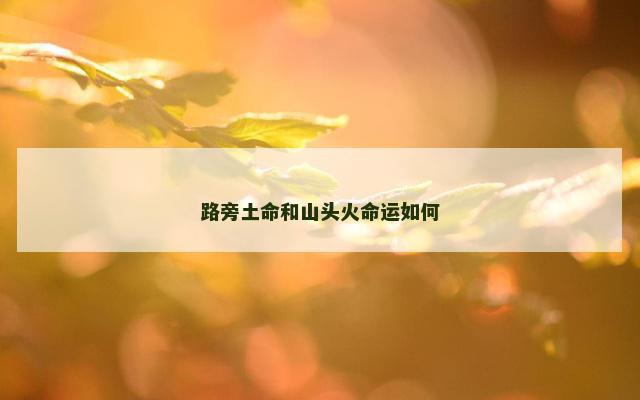 路旁土命和山头火命运如何