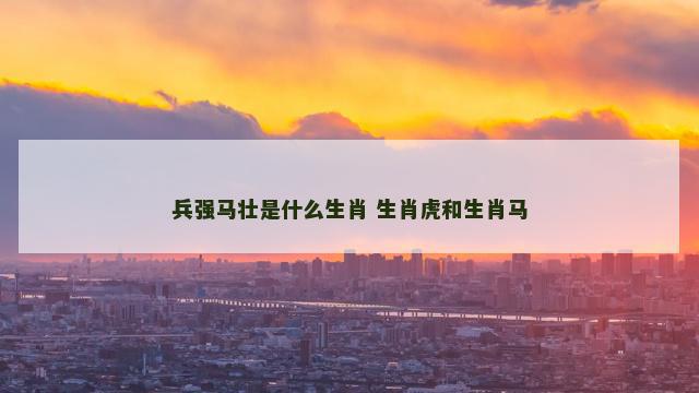 兵强马壮是什么生肖 生肖虎和生肖马