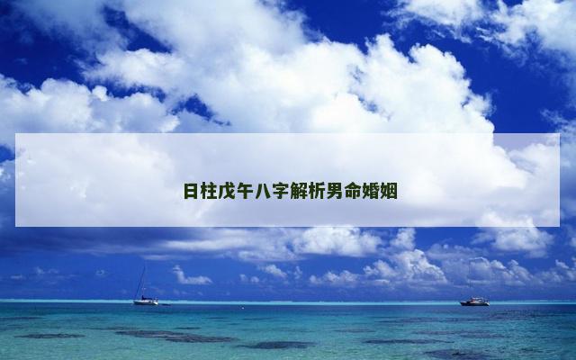 日柱戊午八字解析男命婚姻