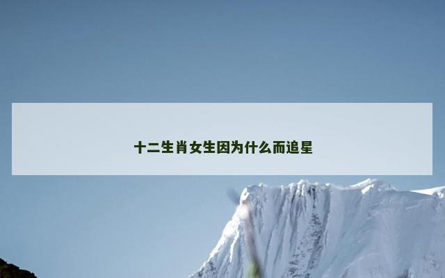十二生肖女生因为什么而追星