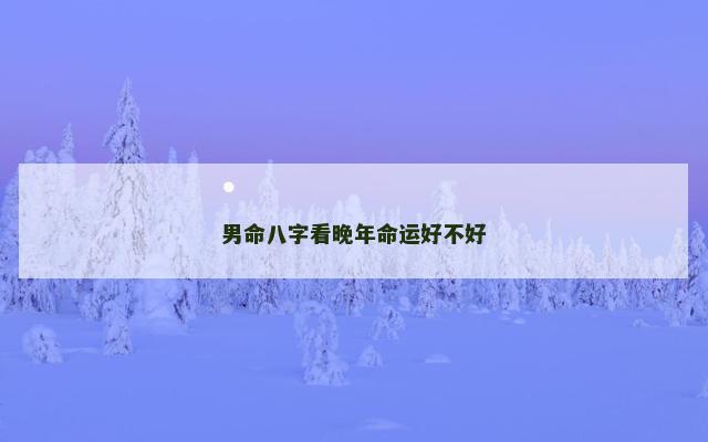 男命八字看晚年命运好不好