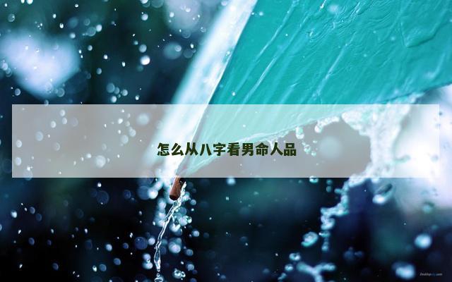 怎么从八字看男命人品