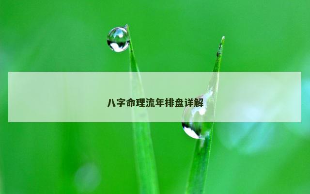八字命理流年排盘详解