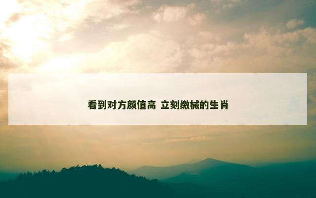 看到对方颜值高 立刻缴械的生肖
