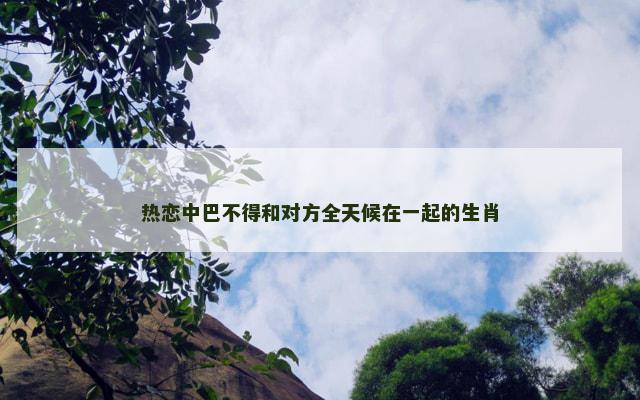 热恋中巴不得和对方全天候在一起的生肖