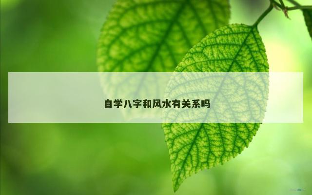 自学八字和风水有关系吗