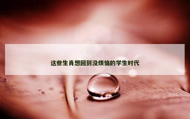 这些生肖想回到没烦恼的学生时代