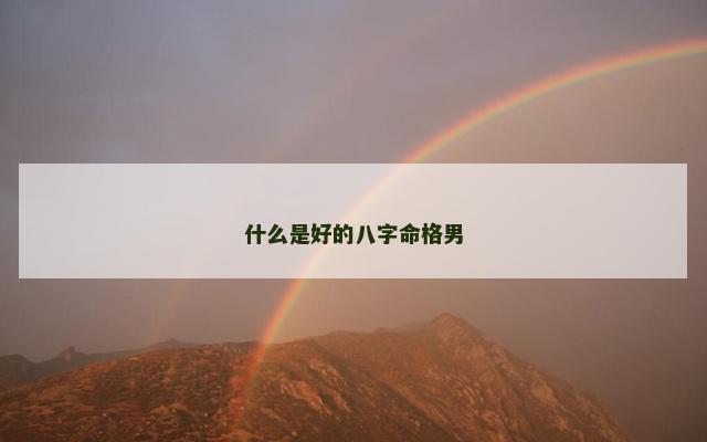 什么是好的八字命格男