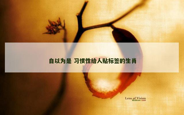 自以为是 习惯性给人贴标签的生肖