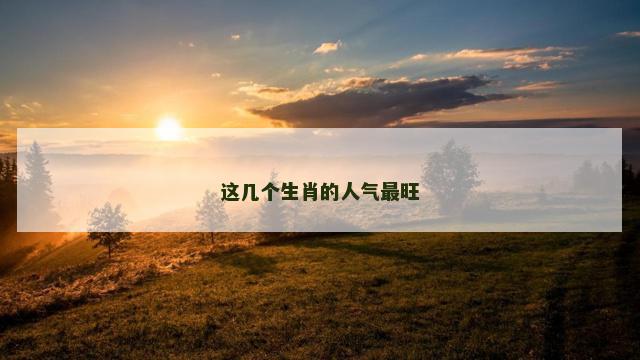 这几个生肖的人气最旺