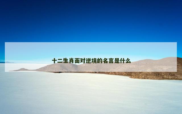 十二生肖面对逆境的名言是什么